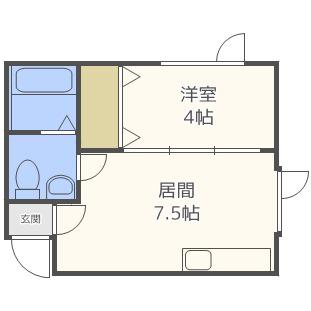 アークコート北18条II(1DK/2階)の間取り写真