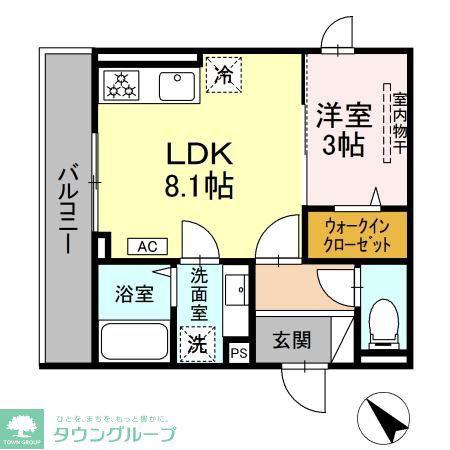 D PAINA西寺尾(1LDK/2階)の間取り写真
