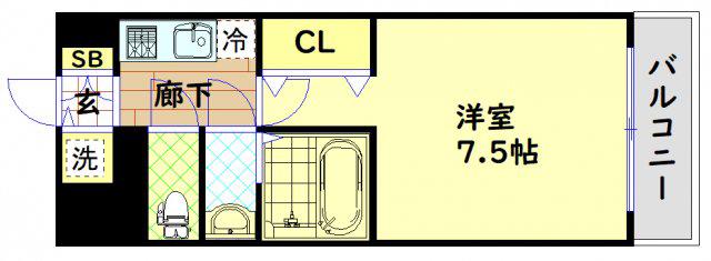セレニテ日本橋プリエ(1K/4階)の間取り写真