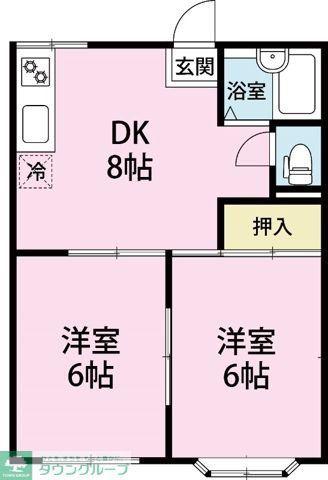 エメラルド紺屋C棟(2DK/2階)の間取り写真