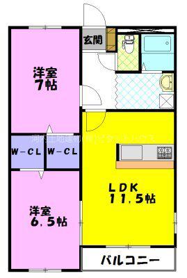 ヴィラ・コウヨウA(2LDK/2階)の間取り写真