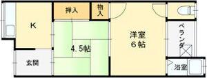 若王寺1丁目文化(2K/2階)の間取り写真