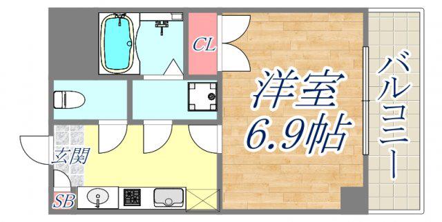 グランデ・アステール芦屋(1K/4階)の間取り写真