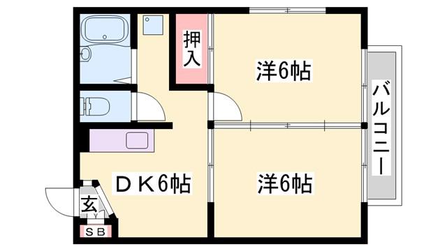 メゾンK・C田寺(2DK/1階)の間取り写真