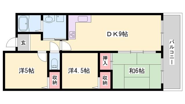 グローバル高田(3DK/3階)の間取り写真