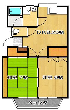 村山コーポB(2DK/2階)の間取り写真
