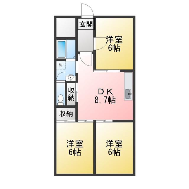 ミヤジママンション(3LDK/4階)の間取り写真