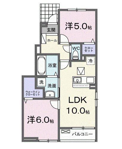 マレカージュ大石(2LDK/1階)の間取り写真