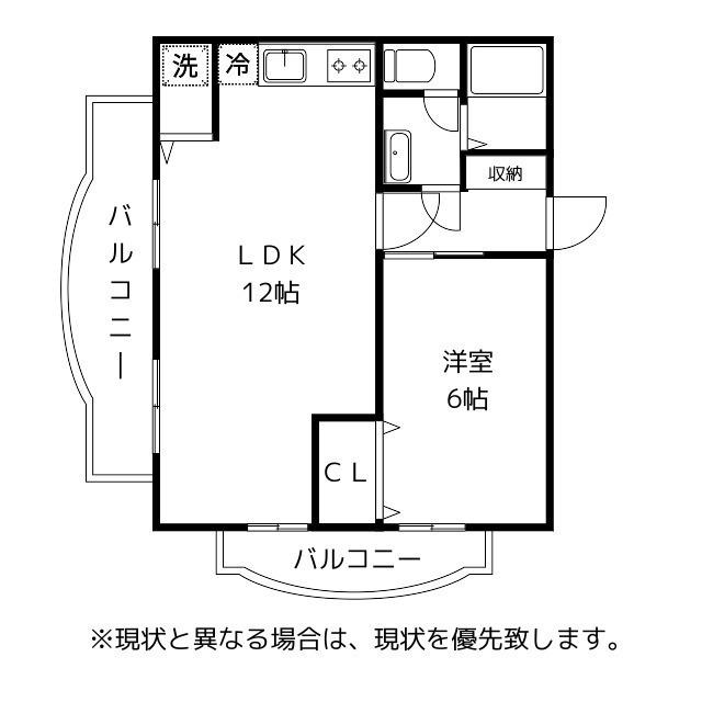 ピア稲荷元町(1LDK/3階)の間取り写真