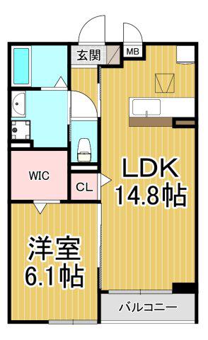 リヴァーサイド ヴィラ(1LDK/1階)の間取り写真