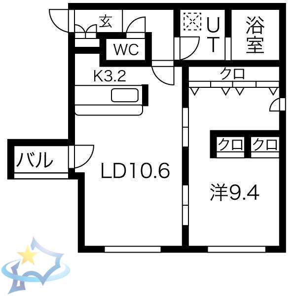 PURE STAGE MARUYAMA(1LDK/3階)の間取り写真