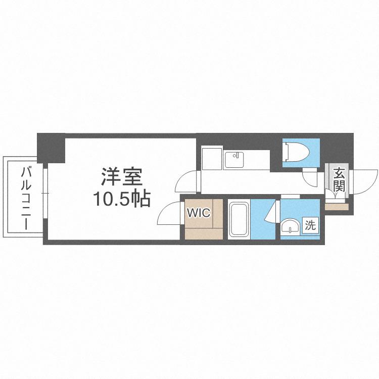 BROU上町台(1K/3階)の間取り写真