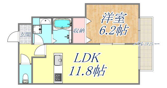 グレース芦屋(1LDK/1階)の間取り写真