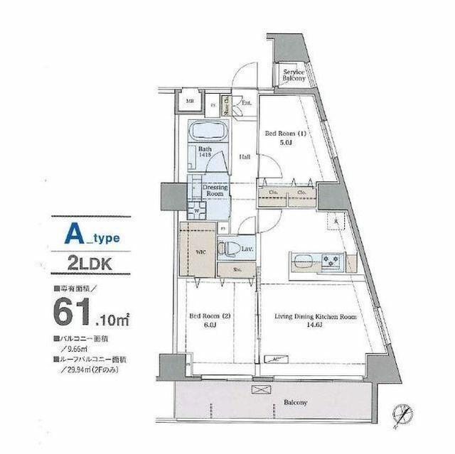 ラグゼナ平和台(2LDK/2階)の間取り写真