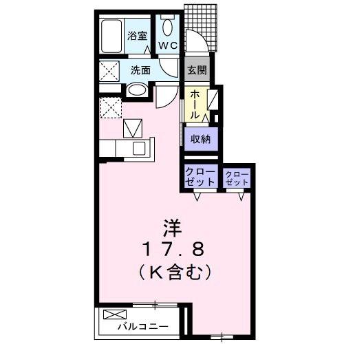 ルークス(ワンルーム/1階)の間取り写真