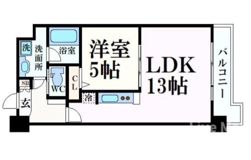 グランシス天満橋(1LDK/4階)の間取り写真