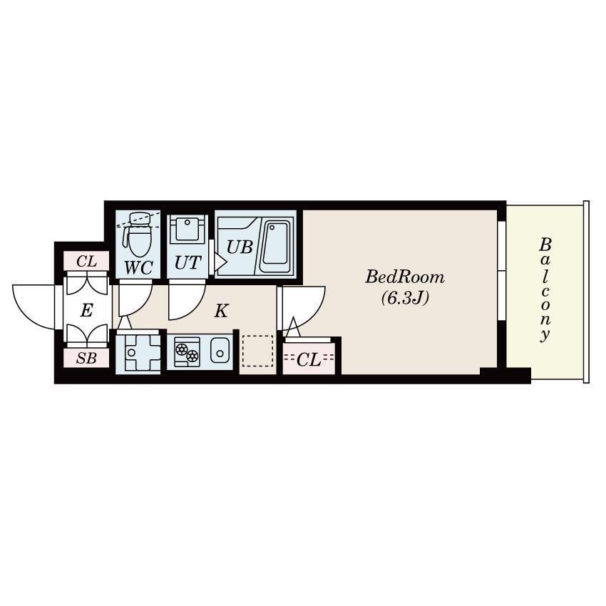 S-RESIDENCE江坂EMINENCE(1K/14階)の間取り写真