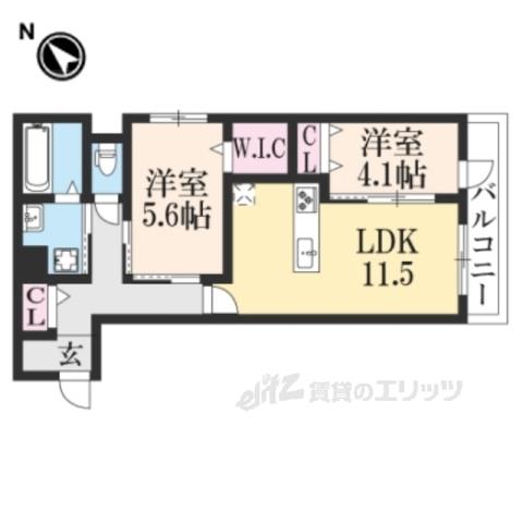 クレール東田宮(2LDK/2階)の間取り写真