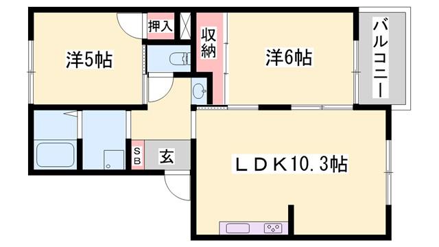 エステートパレス A棟(2LDK/3階)の間取り写真
