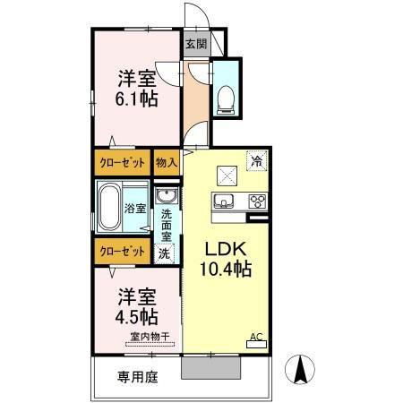 JR宇野線 彦崎駅 徒歩9分 2階建 築10年(2LDK/1階)の間取り写真