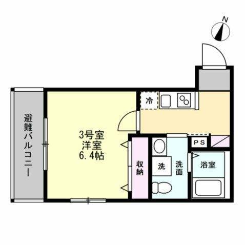 ベイルーム海老名モンド(1K/1階)の間取り写真