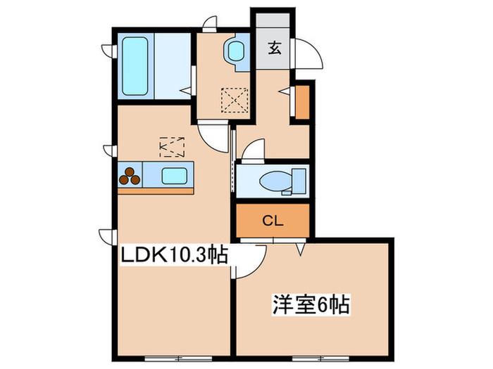 アロンド(1LDK/1階)の間取り写真
