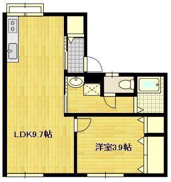 グリーンコーポ古川B(1LDK/1階)の間取り写真