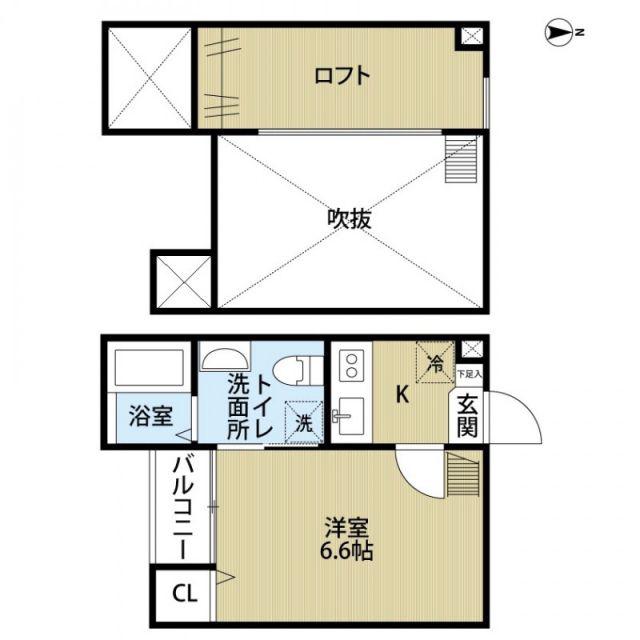 ペールオレンジ(1K/1階)の間取り写真