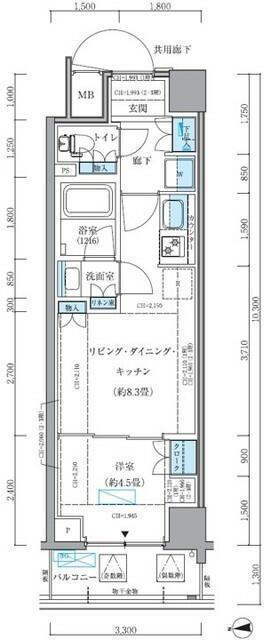 パークアクシス品川シーサイド(1LDK/3階)の間取り写真