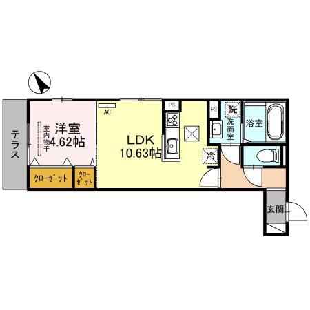 メゾン安清(1LDK/1階)の間取り写真
