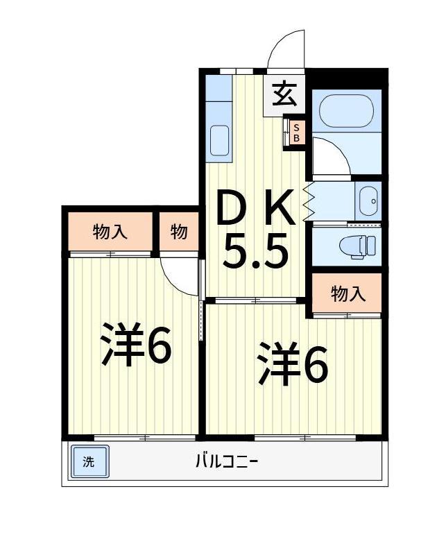 リバーサイドマンション(2DK/3階)の間取り写真