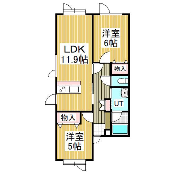 ベルウッドII(2LDK/1階)の間取り写真