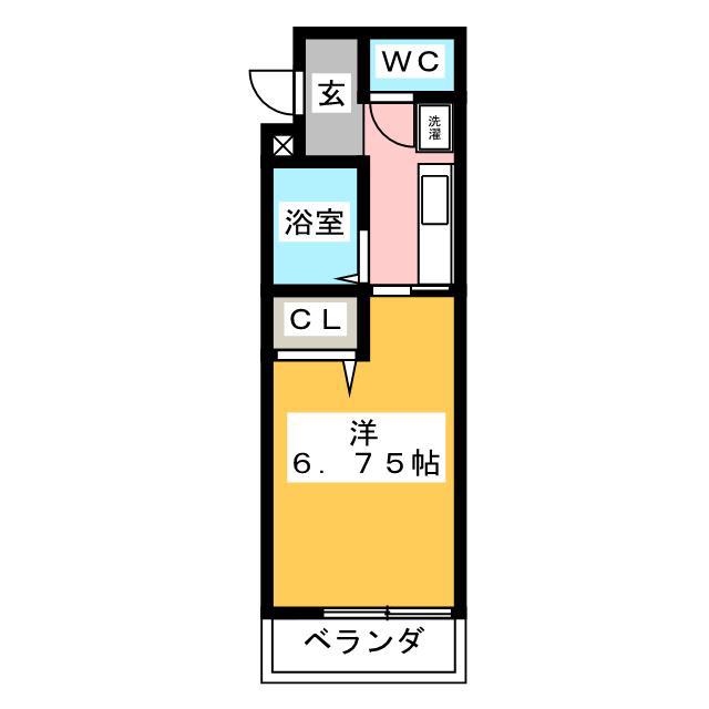 アービングK(1K/2階)の間取り写真