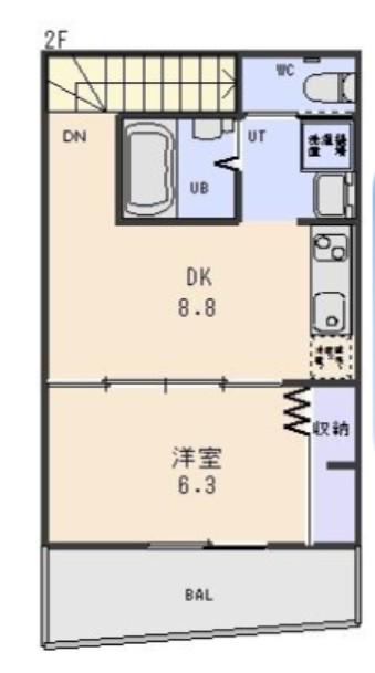 ACERO(1DK/2階)の間取り写真