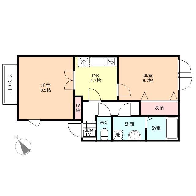 ホームズ・インII(2DK/2階)の間取り写真