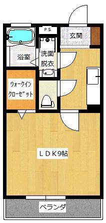 ヒルズ長栖(1K/2階)の間取り写真