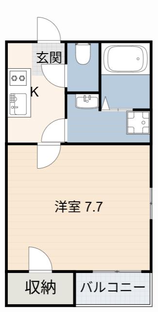 クレイノ五月折戸(1K/1階)の間取り写真