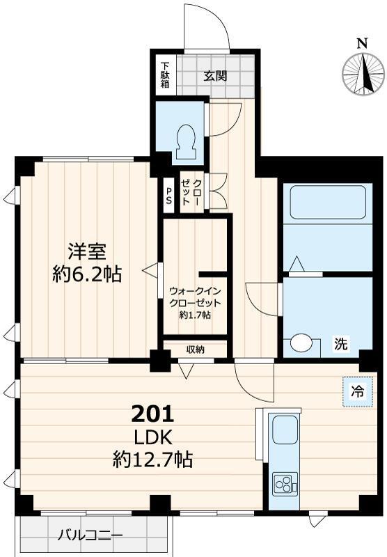 グランドゥール中延(1LDK/2階)の間取り写真