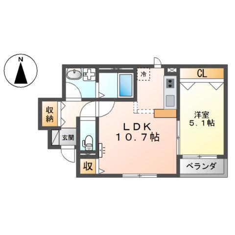フェリーチェ・コトブキII(1LDK/1階)の間取り写真