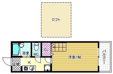 WITH112(1K/2階)の間取り写真