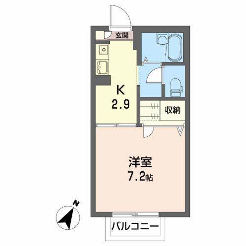 リトル・スクウェア8 B(1K/1階)の間取り写真