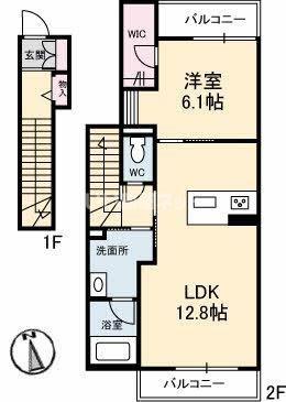 シャーメゾンクオレール(1LDK/2階)の間取り写真