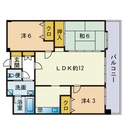 西新中央パークマンション(3LDK/3階)の間取り写真