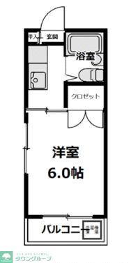 カーサK(1K/2階)の間取り写真
