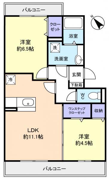 ロイヤルコートC(2LDK/2階)の間取り写真