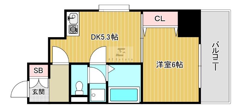 プレサンス千日前通(1DK/9階)の間取り写真