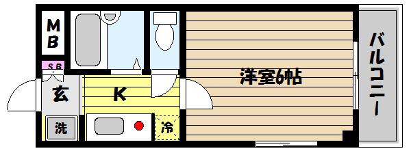 セイリン御影(1K/4階)の間取り写真