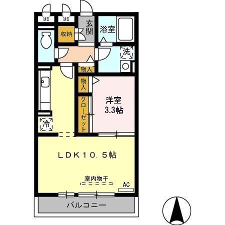 メゾンエスターブレ(1LDK/2階)の間取り写真