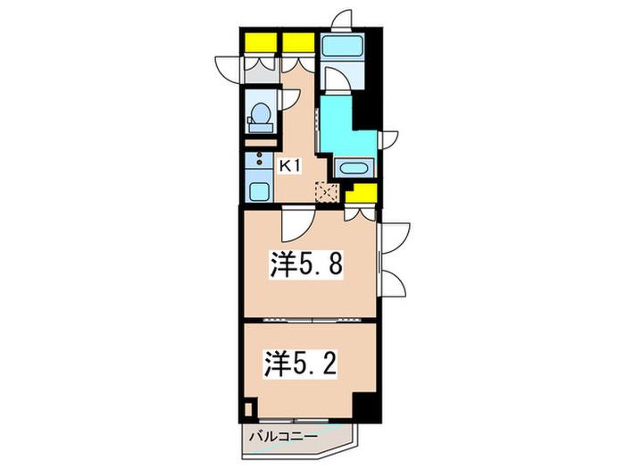 グラマシー横濱関内(2K/6階)の間取り写真