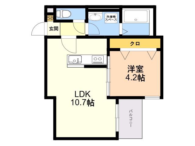 横手南町AP A棟(1LDK/2階)の間取り写真